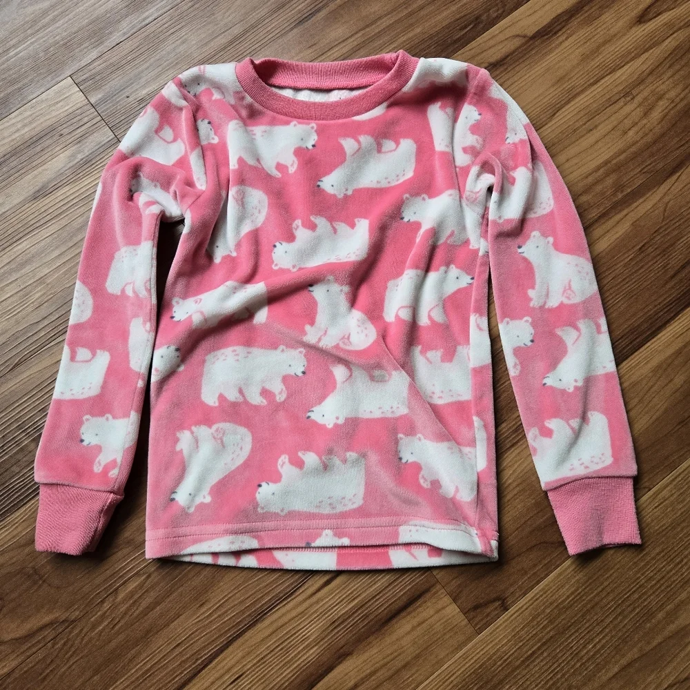 Girls 4T Care Bear & Polar Bear Cozy Pajama Sets EUC set of 2